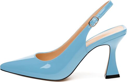 Women's 3.2-Inch Stiletto Pumps - Pointed Toe Slingback with Adjustable Buckle, Solid Color High Heels for Work, Dates & Parties in Saudi Arabia