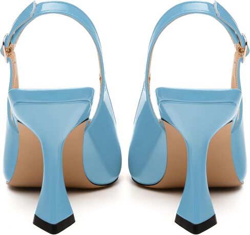 Women's 3.2-Inch Stiletto Pumps - Pointed Toe Slingback with Adjustable Buckle, Solid Color High Heels for Work, Dates & Parties in Saudi Arabia