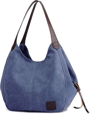 DOURR Women's Multi-pocket Shoulder Bag Fashion Cotton Canvas Handbag Tote Purse in Saudi Arabia