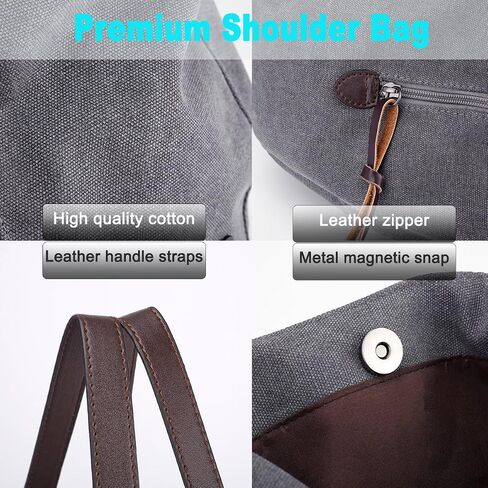 DOURR Women's Multi-pocket Shoulder Bag Fashion Cotton Canvas Handbag Tote Purse in Saudi Arabia