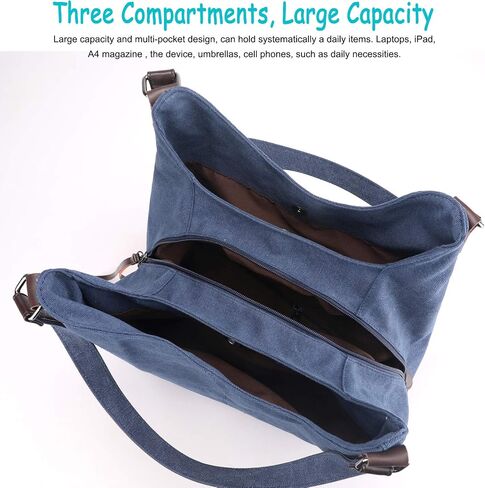 DOURR Women's Multi-pocket Shoulder Bag Fashion Cotton Canvas Handbag Tote Purse in Saudi Arabia