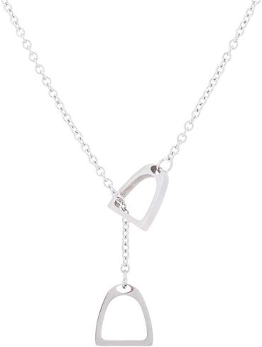 Lucky Horse Shoe Necklaces Equestrian Double Horse Stirrups Lariat Y Necklaces Pendant for Women Gift in Saudi Arabia