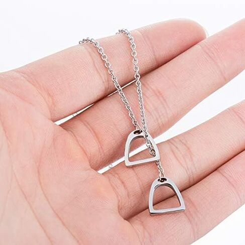 Lucky Horse Shoe Necklaces Equestrian Double Horse Stirrups Lariat Y Necklaces Pendant for Women Gift in Saudi Arabia