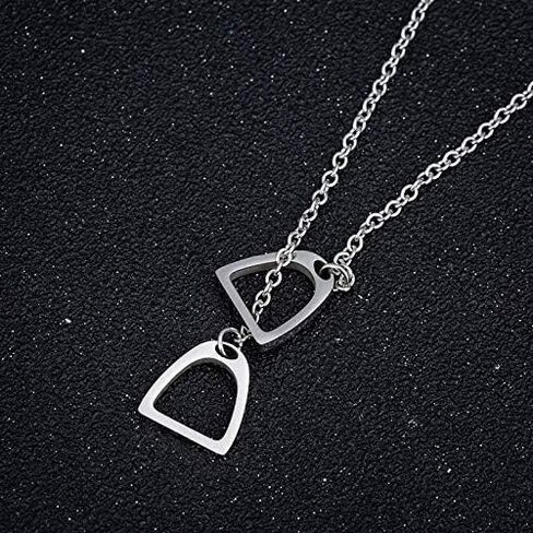 Lucky Horse Shoe Necklaces Equestrian Double Horse Stirrups Lariat Y Necklaces Pendant for Women Gift in Saudi Arabia