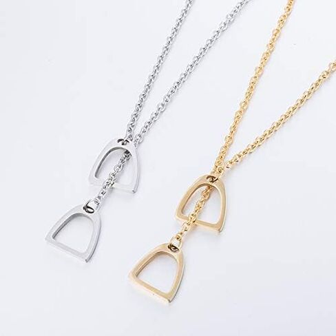 Lucky Horse Shoe Necklaces Equestrian Double Horse Stirrups Lariat Y Necklaces Pendant for Women Gift in Saudi Arabia