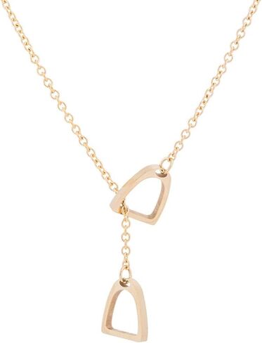 Lucky Horse Shoe Necklaces Equestrian Double Horse Stirrups Lariat Y Necklaces Pendant for Women Gift in Saudi Arabia