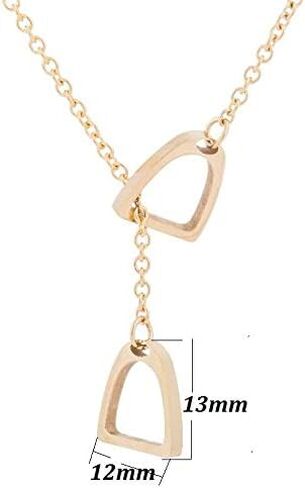 Lucky Horse Shoe Necklaces Equestrian Double Horse Stirrups Lariat Y Necklaces Pendant for Women Gift in Saudi Arabia