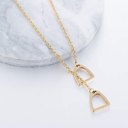 Lucky Horse Shoe Necklaces Equestrian Double Horse Stirrups Lariat Y Necklaces Pendant for Women Gift in Saudi Arabia
