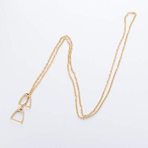 Lucky Horse Shoe Necklaces Equestrian Double Horse Stirrups Lariat Y Necklaces Pendant for Women Gift in Saudi Arabia