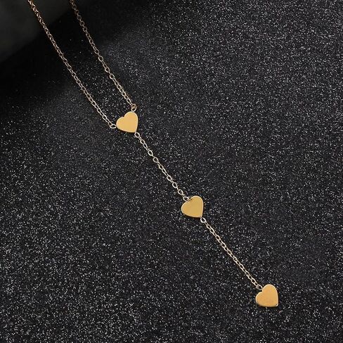 GIGB PBDK Trendy Lariat Necklace for Women Dainty 14K Gold Cross Heart Pendant Y Necklace Adjustable Stainless Steel Necklace Fashion Birthday Jewelry Gifts in Saudi Arabia