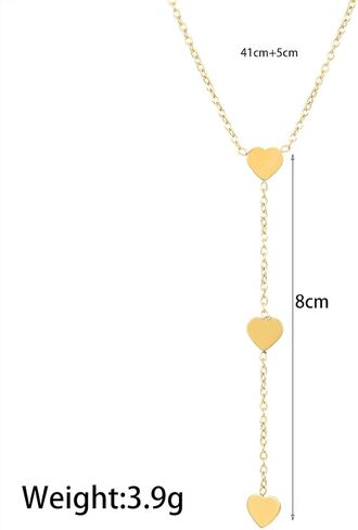 GIGB PBDK Trendy Lariat Necklace for Women Dainty 14K Gold Cross Heart Pendant Y Necklace Adjustable Stainless Steel Necklace Fashion Birthday Jewelry Gifts in Saudi Arabia