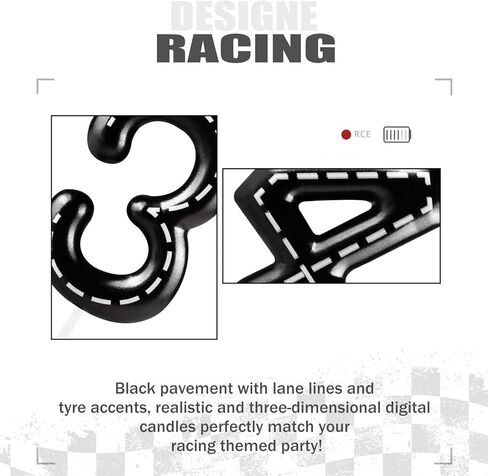 Racing Car Birthday Candle, Metallic Black White Checkered 2nd Birthday Cake Candle, Number 2 Candle, Birthday Cake Topper for Boys Girls Race Car Themed Party Decorations Supplies in Kuwait