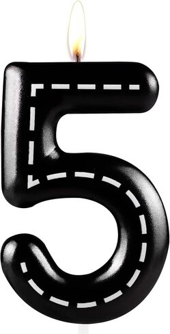 Racing Car Birthday Candle, Metallic Black White Checkered 2nd Birthday Cake Candle, Number 2 Candle, Birthday Cake Topper for Boys Girls Race Car Themed Party Decorations Supplies in Kuwait