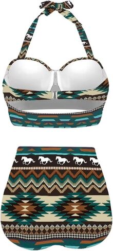 Tribal & Native Print Women's Bikini Set Swimsuit 2 Piece Bathing Suit Tummy Control Swimwear Tie String in Saudi Arabia