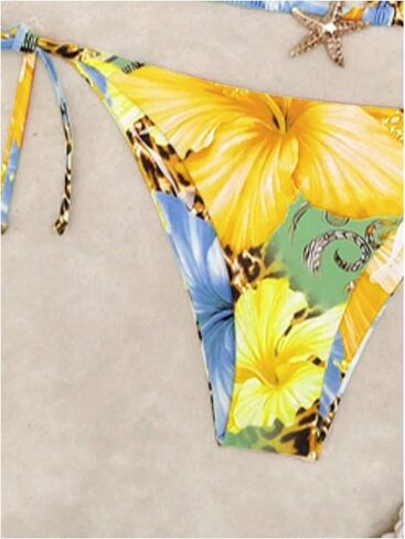 Gorglitter Women's 2 قطعة Cheetah Print Bikini مجموعات Leopard عالية قطع مثلث النجوم swimsuits in Kuwait