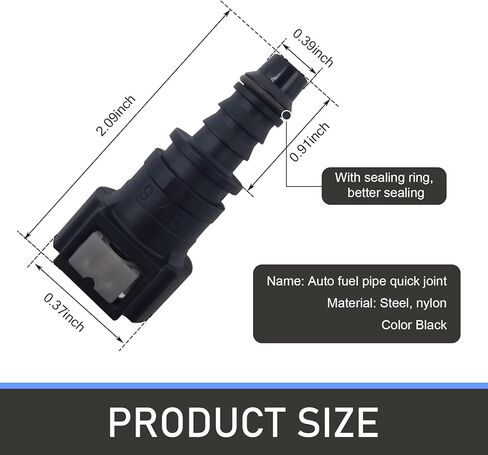 2 PCS Automotive Fuel Line Quick Connector, 9.49-ID8 Nylon Push-on Fuel Line Fitting, Fuel Line Hose Quick Release Connect Adapter, for Most Cars (Black) in Kuwait