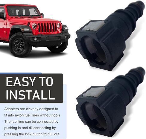 2 PCS Automotive Fuel Line Quick Connector, 9.49-ID8 Nylon Push-on Fuel Line Fitting, Fuel Line Hose Quick Release Connect Adapter, for Most Cars (Black) in Kuwait