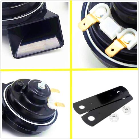 Car Horn Car Snail Horns 130DB Truck Horn Air Horn Double Tone loud speaker Black Electric Horn High Tone and Low Tone Horn Waterproof Horns for any 12V boat ship car Moto vans truck etc in Saudi Arabia