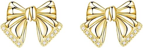 SLUYNZ Solid 925 Sterling Silver CZ Bow Post Earrings Studs for Women Teens Cute Bowknot Stud Earrings in Saudi Arabia