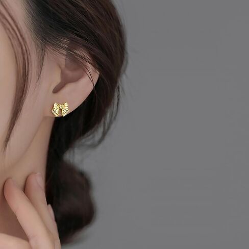 SLUYNZ Solid 925 Sterling Silver CZ Bow Post Earrings Studs for Women Teens Cute Bowknot Stud Earrings in Saudi Arabia