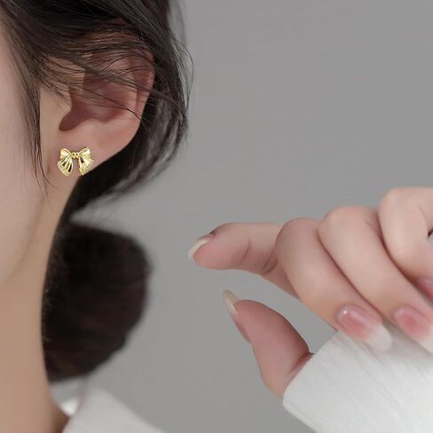 SLUYNZ Solid 925 Sterling Silver CZ Bow Post Earrings Studs for Women Teens Cute Bowknot Stud Earrings in Saudi Arabia