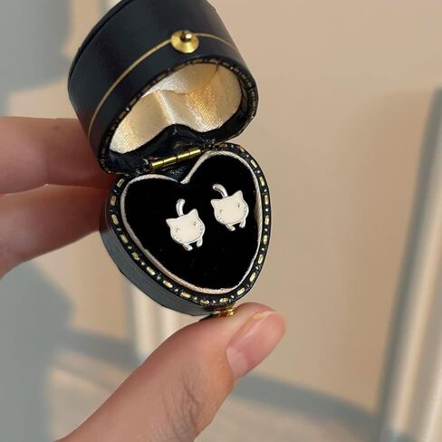 SLUYNZ 925 Sterling Silver Cute Cat Studs Earrings for Women Teens White Cat Earrings Studs Cat Gift for Cat Lovers in Saudi Arabia