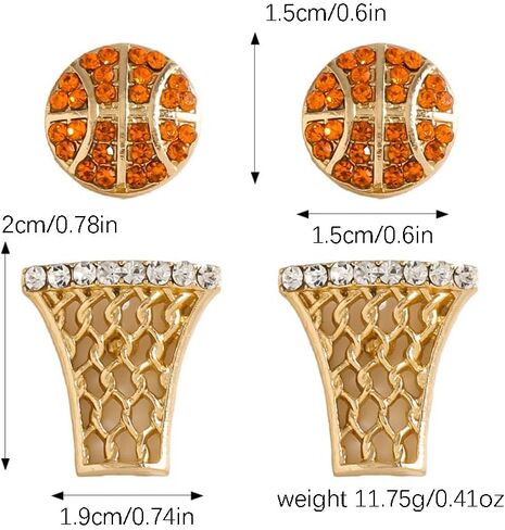 2Pcs Glitter Sports Earrings Stud For Women Rhinestone Baseball Football Basketball Rubby Earrings Funny Sports Fans Lover Gifts TOUCH Helmet Sport Ball Stud Jewelry in Saudi Arabia