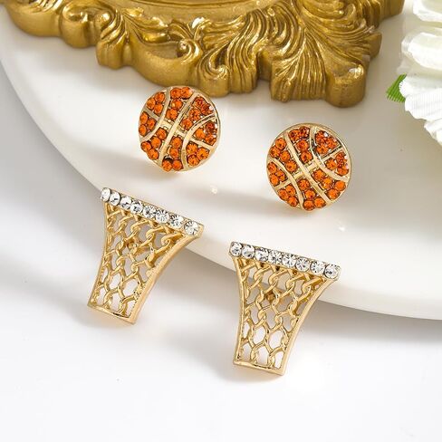 2Pcs Glitter Sports Earrings Stud For Women Rhinestone Baseball Football Basketball Rubby Earrings Funny Sports Fans Lover Gifts TOUCH Helmet Sport Ball Stud Jewelry in Saudi Arabia
