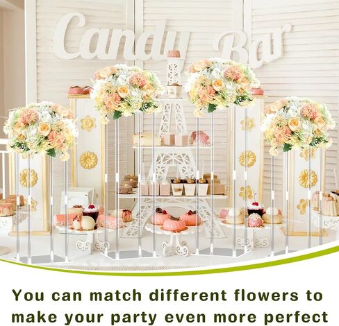 GEETERY 6 PCS TALL ACRYLIC VASE CENTER CENTER CLEAR SELINT CENTRINE STAND WITH FLOWERSEA CHODANGIEA FLOWERS FOR WELDEN in Kuwait