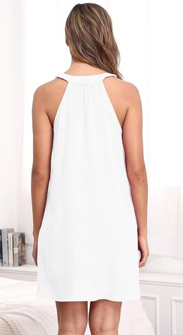Nightgowns for Women Sleeveless Sleepwear Wide Strp Lightweight Sleep Shirt Pleated V Neck Nightshirts in Saudi Arabia