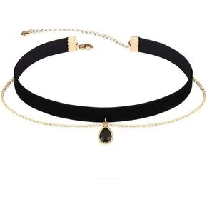 Black Teardrop Velvet Choker Necklace for Women Layered Goth Tatoo Neck Chokers Black Chockers Gothic Chocker Victorian Aesthetic Vampire Necklaces