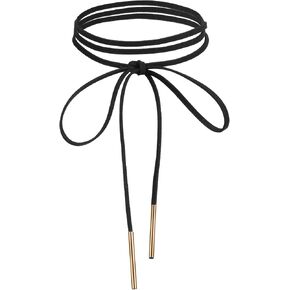 1 Pcs Black Choker Necklace for Women, Gothic Bow Choker, Velvet Choker with Gold Tube, Neck Chokers Long Wrap Rope Collar Tie Neck Chain, Neck Accessories for Party Prom
