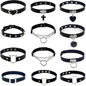 MJARTORIA GOTHIC Jewelry Goth PU LEATHERCHENDCEDS FOR Women-Heart Punk Rock Rock ALD ALD ALLAN BLACK HODLACES BIRDIAND HIDERS