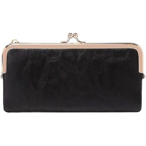 Vintage Women Long Wallets Bifold Ladies Purse Clutch with Kiss Lock and Zip Coin Pocket