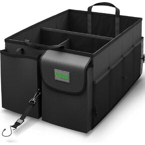 Drive Auto Car Organizer - Collapsible, Multi-Compartment Automotive SUV Trunk Organizer for Storage w/Adjustable Straps - Truck & Car Accessories for Women and Men - Black