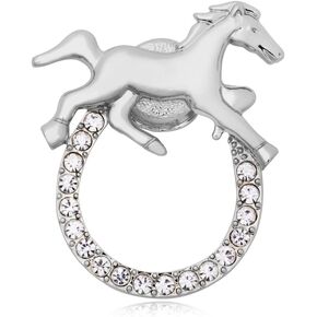Horse Lucky Horseshoe Magnetic Brooch Eyeglass Holder 3 Tone