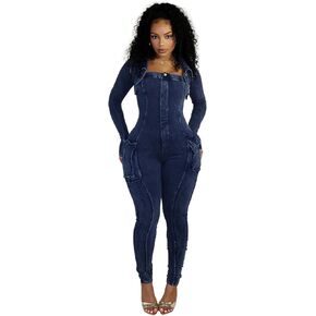 Womens Jumpsuits Casual Romper Bottom Pants Sexy Long Sleeve V Neck Top Bodycon Pant Two Piece