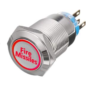 ESUPPORT 12V Momentary Car Vehicle Red LED Light Headlight Push Button Metal Toggle Switch 19mm Fire Missiles