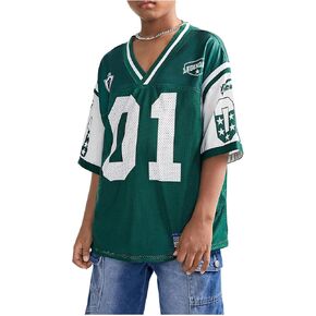 Verdusa Boy's Oversized Jersey Shirt Number Graphic Tees Half Sleeve Game Shirt