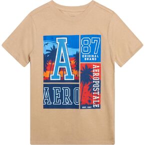 Tee Aeropostale Boys 'Graphic Tee - قميص قصير الأكمام Crewneck Pullover - قمصان Jersey غير الرسمية للأولاد (الأحجام: 8-16)