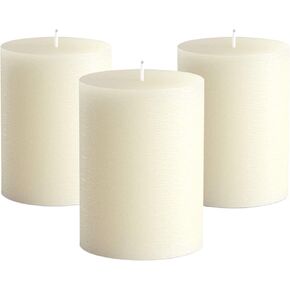 Melt Candle Pillar Candles, 3 Pack - Unscented Candles for Home, Church, Weddings, & More - 3" x 4", Ivory