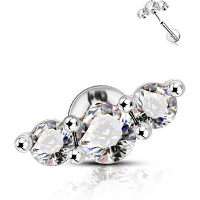 COCHARM G23 Titanium Tragus Helix Cartilage Earring Stud Flat Back Surgical Steel Helix Cartilage Piercing Jewelry 16g Threadless Climb Conch Jewelry Push Pin Silver Lobe Stud 6mm 8mm