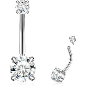14G/1.6MM خواتم زر مويسانيت بتر - 925 الفضة الاسترليني 14G/1.6 مم مويسانيت حلقات السرة عداء السرة السرة hypoallergenic هدية المجوهرات هدية للنساء