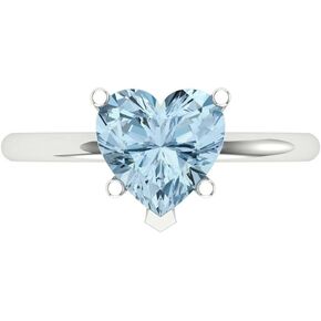 حلقة القلوب المائية الطبيعية المائية - 2 CT Solid 14K الذهب الأبيض مسيرة مسيرة ، هدية لأمي ، مجوهرات عيد الأم في عيد الأم