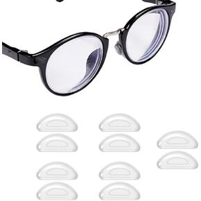 Adhesive Eyeglass Nose Pads, 5 Pairs Anti Slip Soft Silicone Air Cushion Nosepads,Anti Slip D Shape Stick on Nose Pads for Glasses,Eyeglasses,Sunglasses (White)