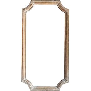 32" Tall Wood Framed Octagonal Wall Mirror With Baroque Scalloped Corner In Rustic Brown Finish For Farmhouse, Cottage, Attic For Bathroom, Living Room, Bedroom And Drawing Room(Brown, 16"x32")