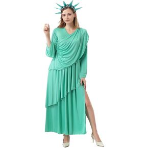 yolsun Adult Lady Liberty Costume Women Statue of Liberty Costume Patriotic Collection Halloween Party Cosplay Dress