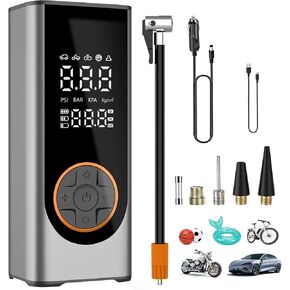 Tire Inflator Portable Air Compressor 150PSI Air Pump for Car Tires with Tire Pressure Gauge Cordless 10000mAh 3X Faster Portable Tire Inflator for Car,Bikes&Motorcycle Tires, Balls