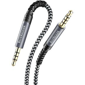 BlueRigger 3.5mm to 6.35mm Audio Cable (10FT, 90 Degree Bi-Directional, 3.5mm 1/8" Male to 6.35mm 1/4" Male TRS, Right Angled Braided Stereo Audio Cable for Cellphone, Amplifiers, Guitar, Speaker in Kuwait