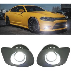 مجموعة ضباب LED LED HECASA متوافقة مع 2015-2023 Dodge Charger GT Pursuit R/T SRT HELLCAT REDEYE WIDEBODY SRT بديل 68280429AA 68280428AA طقم مصباح الضباب W/Switch Owzels الأسلاك